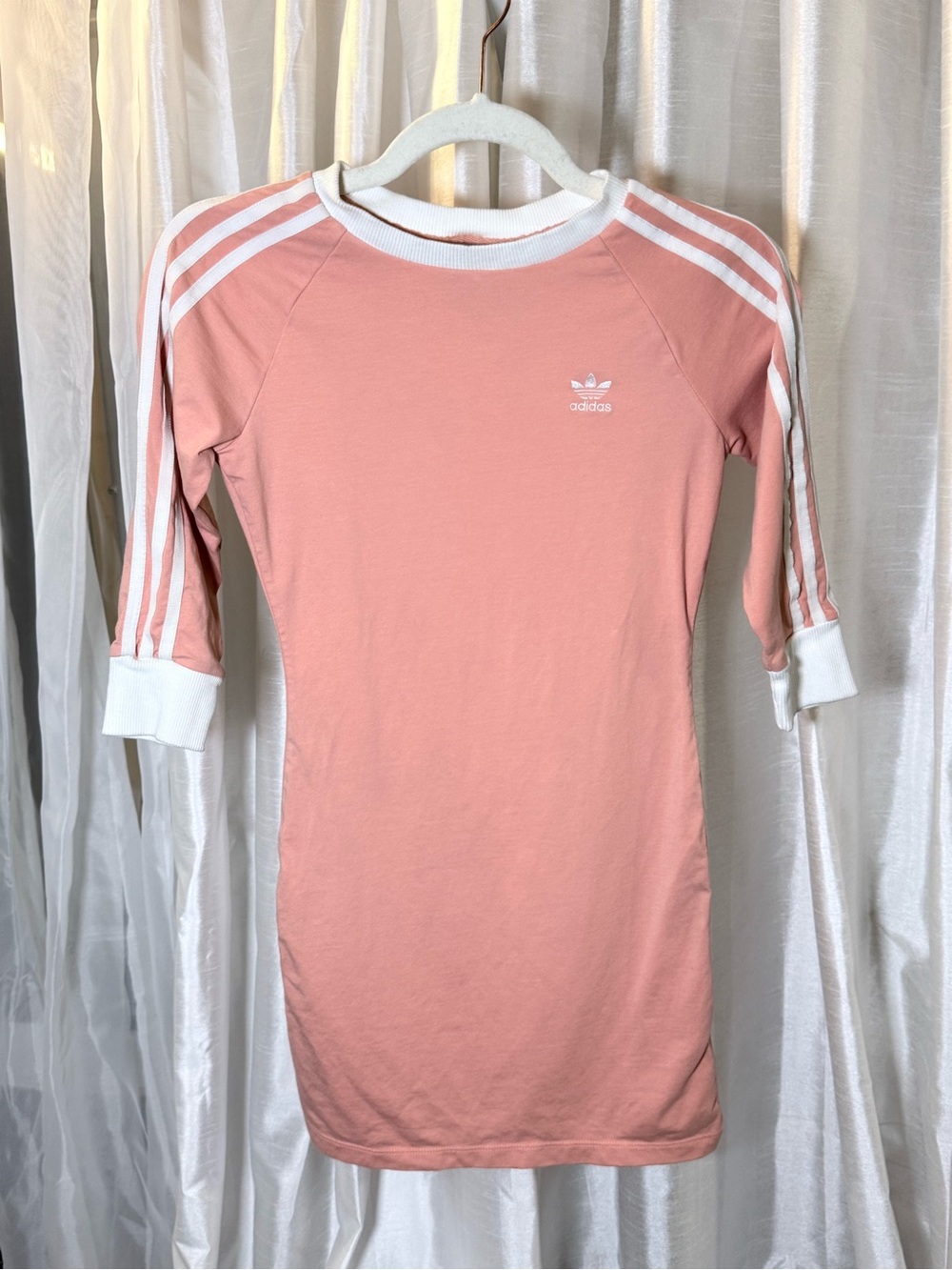 adidas Pink Stripe Raglan Sleeve Dress
